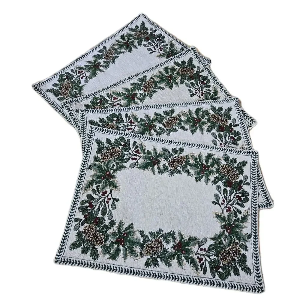 Vtg Set‎ 4 Tapestry Holiday Placemats 13